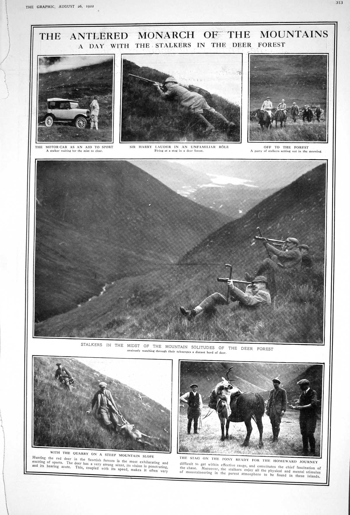 Old 1922 Harry Lauder Shooting Stalkers Deer Forest Patrick Campbell 20th