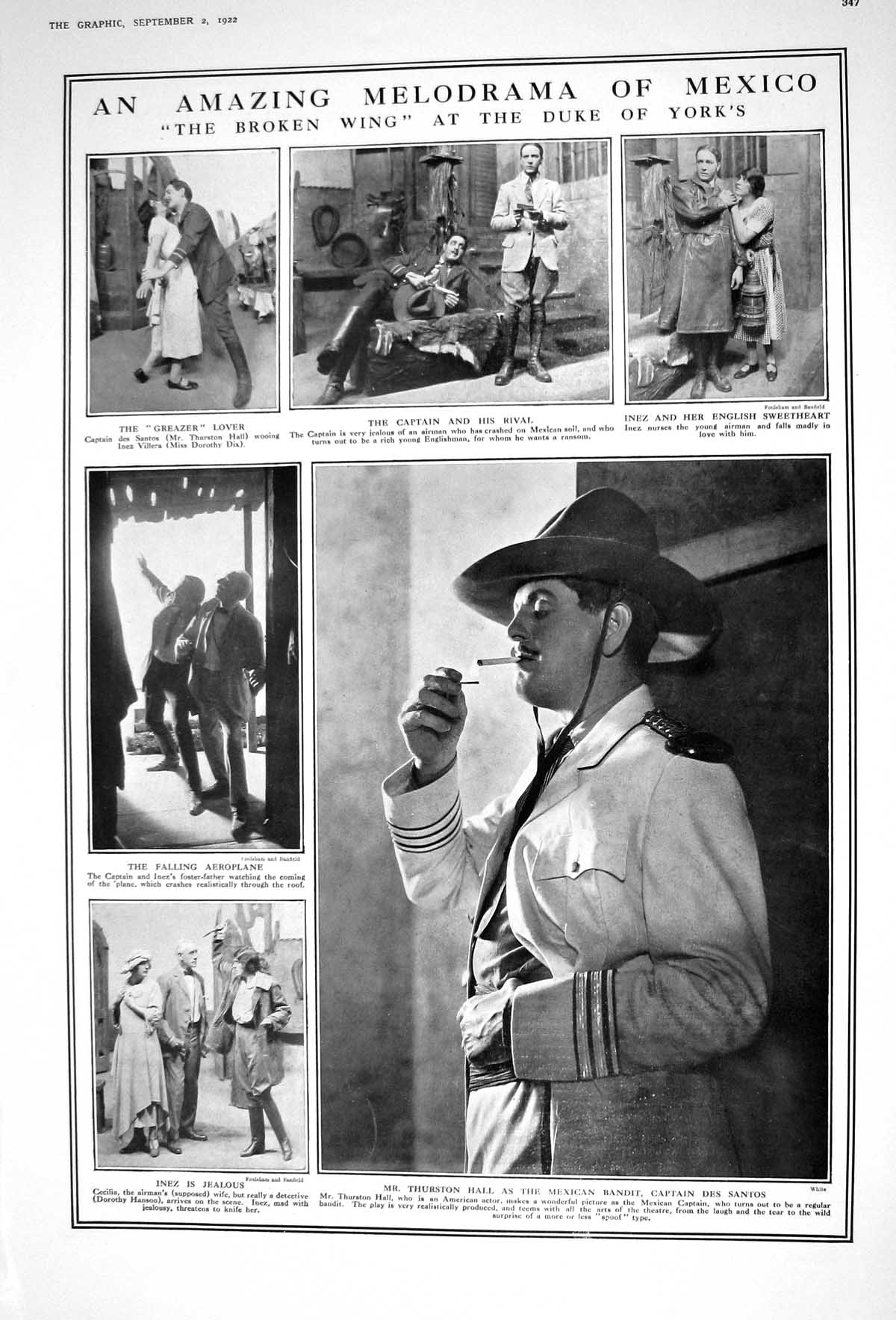 Old 1922 Broken Wing Duke York Theatre Thurston Hall Hanson Dix Inez 20th