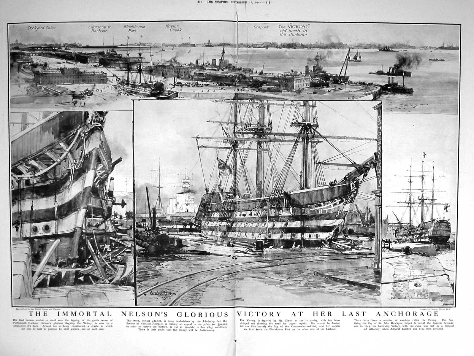 Old 1922 Limpet Theatre Hubert Harben Nelson Ship Victory Portsmouth 20th