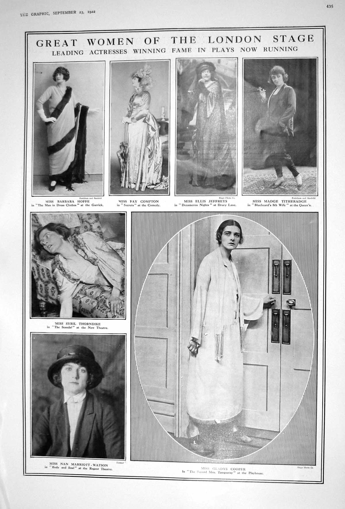 Old 1922 London Theatre Hoffe Compton Jeffreys Watson Cooper Ships Bo 20th