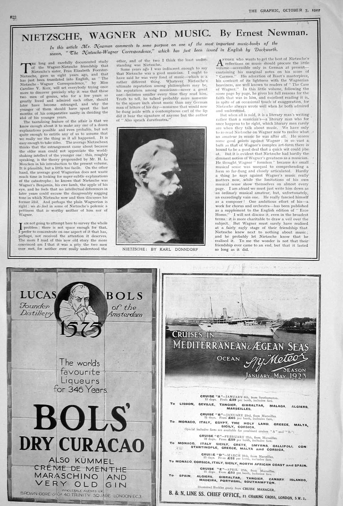 Old 1922 Nietzsche Sculpture Karl Donndorf Bols Dry Curacao Ship Mete 20th