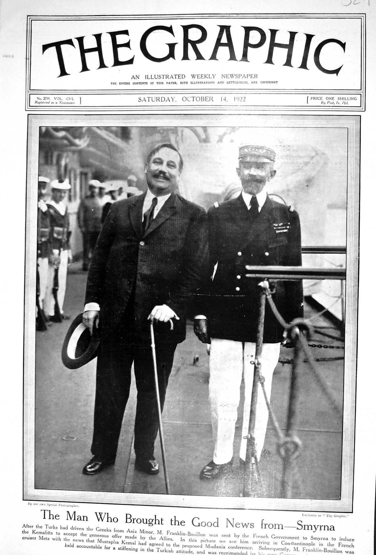 Old 1922 Franklin-Bouillon Constantinople Ship Metz Queen Alexandra P 20th