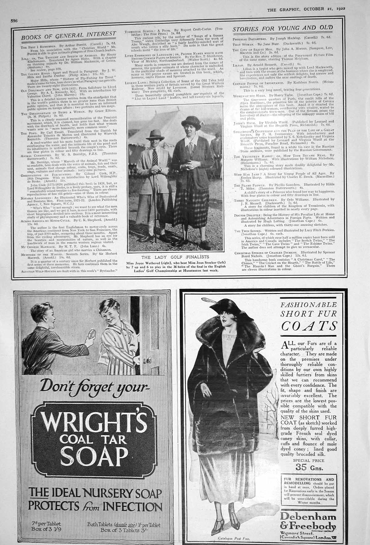 Old 1922 Golf Wethered Stocker Wrights Soap Debenhams Cassell Childre 20th
