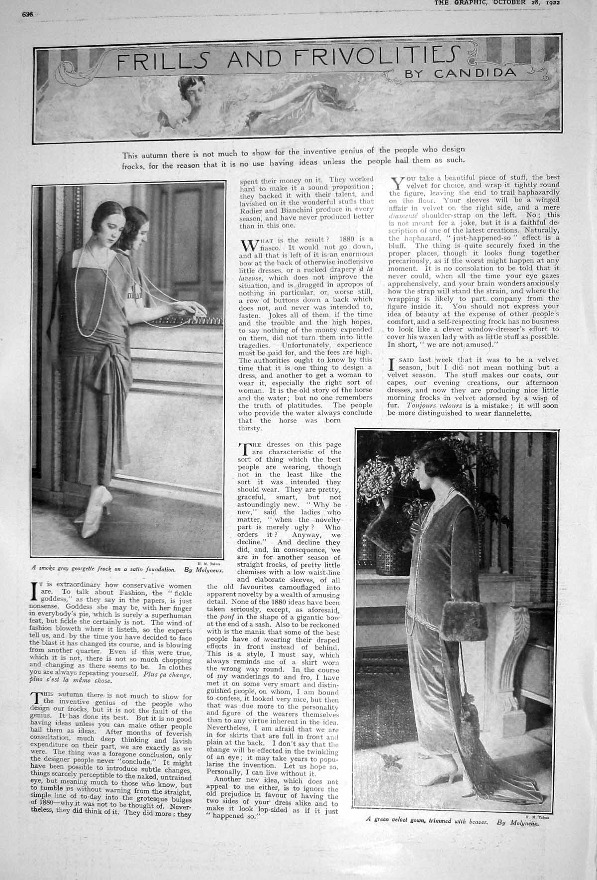 Old 1922 Fashion Green Velvet Gown Georgette Frock Lux Lever Brothers 20th