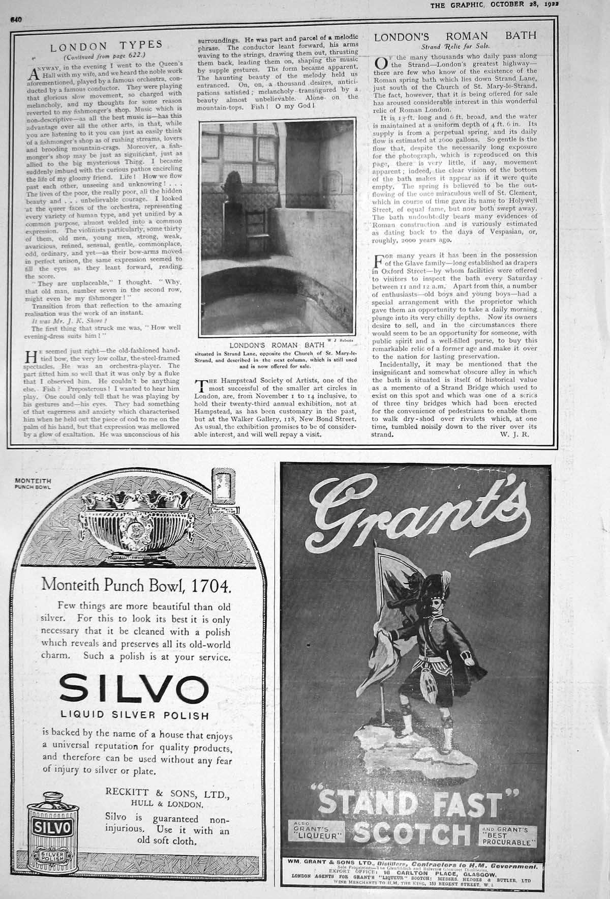 Old 1922 London Roman Bath Silvo Polish Grants Scotch Whisky Carola P 20th