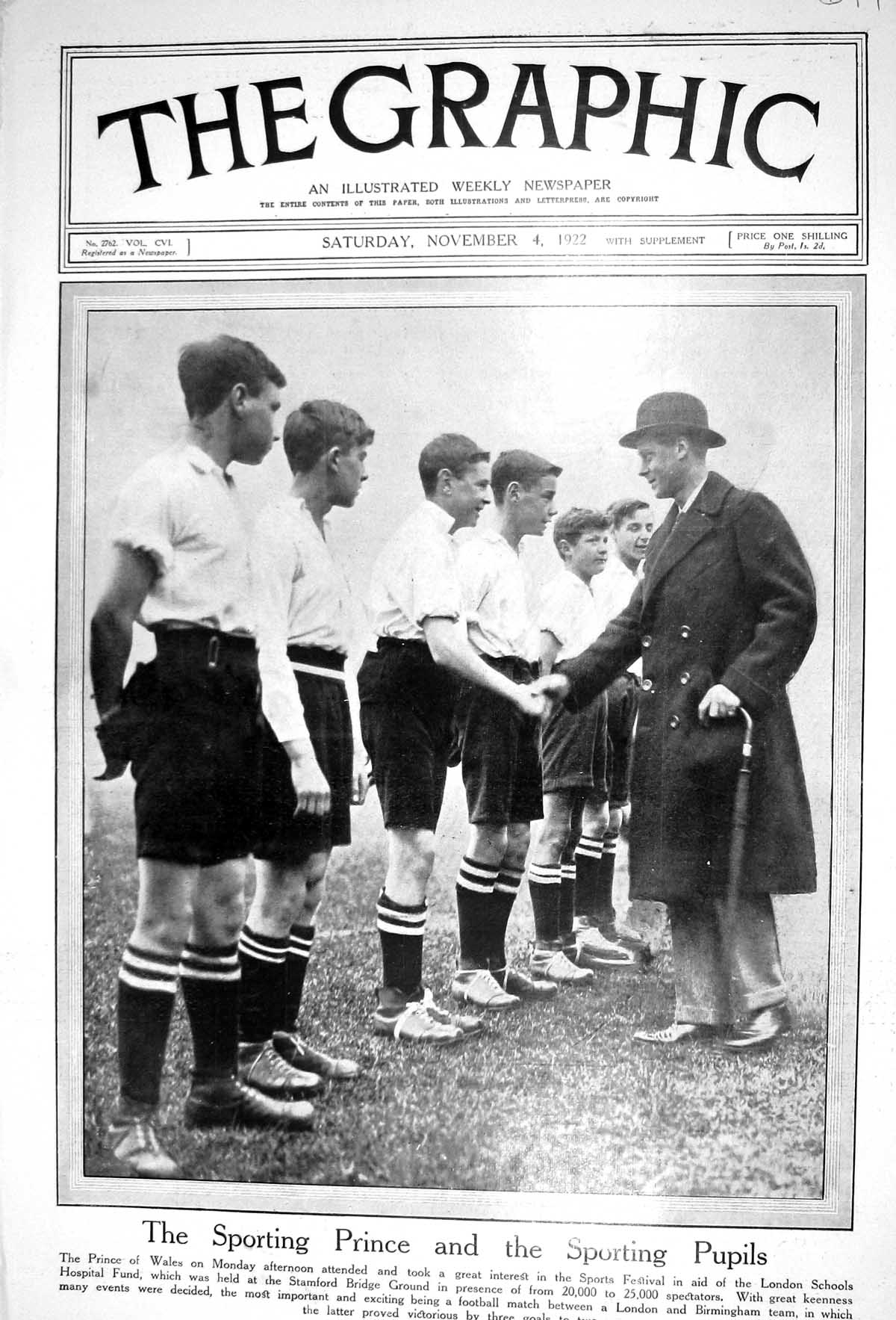 Old 1922 Prince Wales Sporting Pupils London Schools Merthyr Hospital 20th