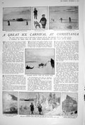 Old 1922 Ice Carnival Christiania Reindeer Ski-Ing Norway Holbrooke L 20th