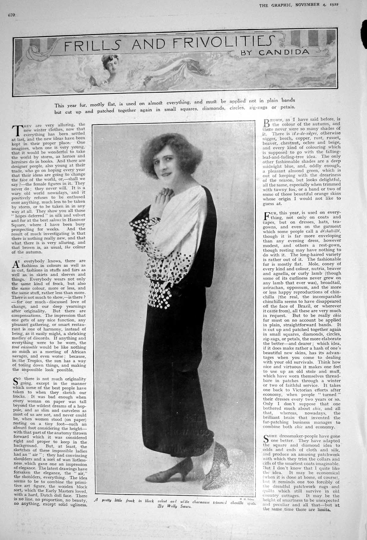 Old 1922 Fashion Frock Black Velvet John Walker Scotch Whisky Kilmarn 20th