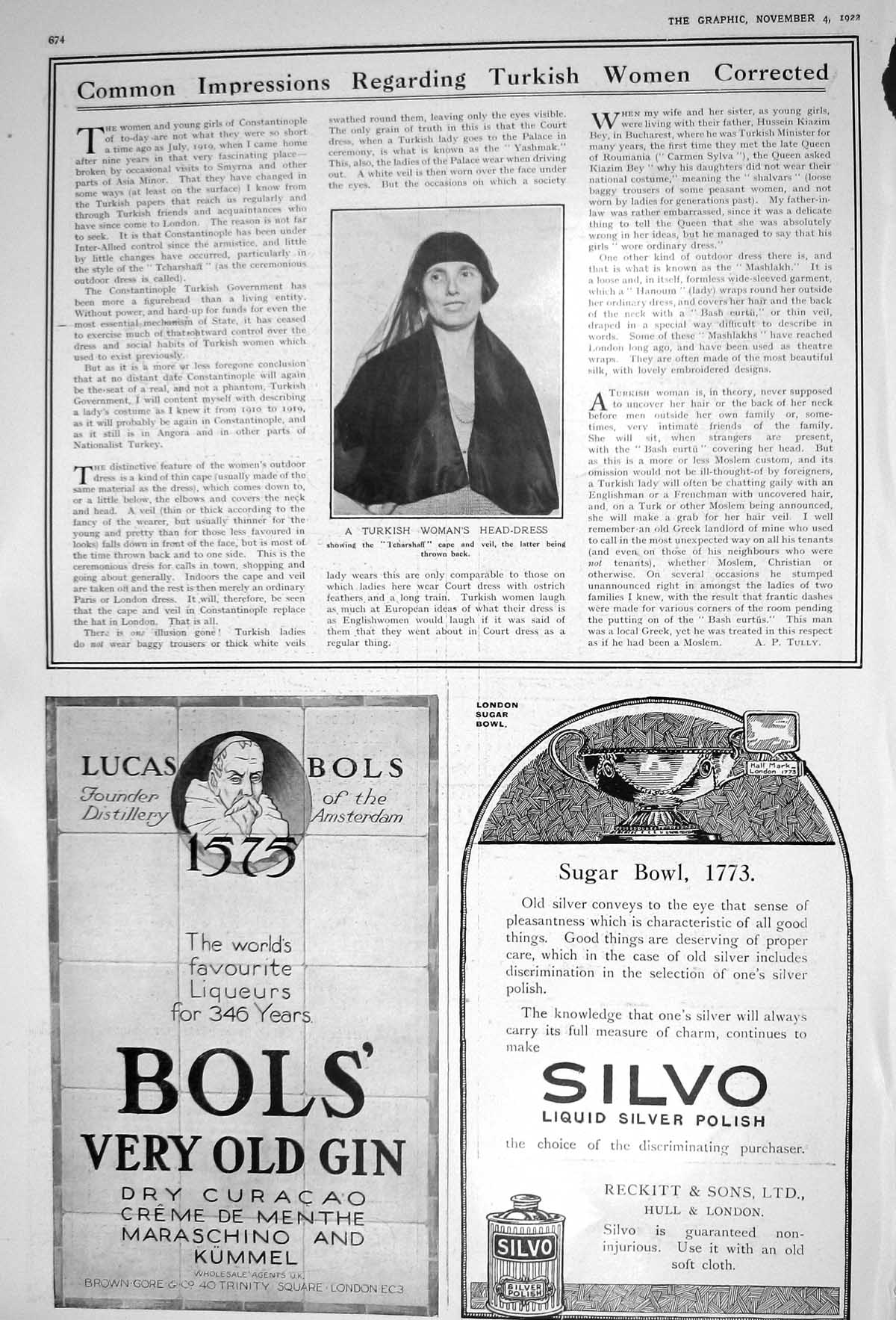 Old 1922 Turkish Woman Head-Dress Teharshaff Cape Veil Silvo Polish R 20th