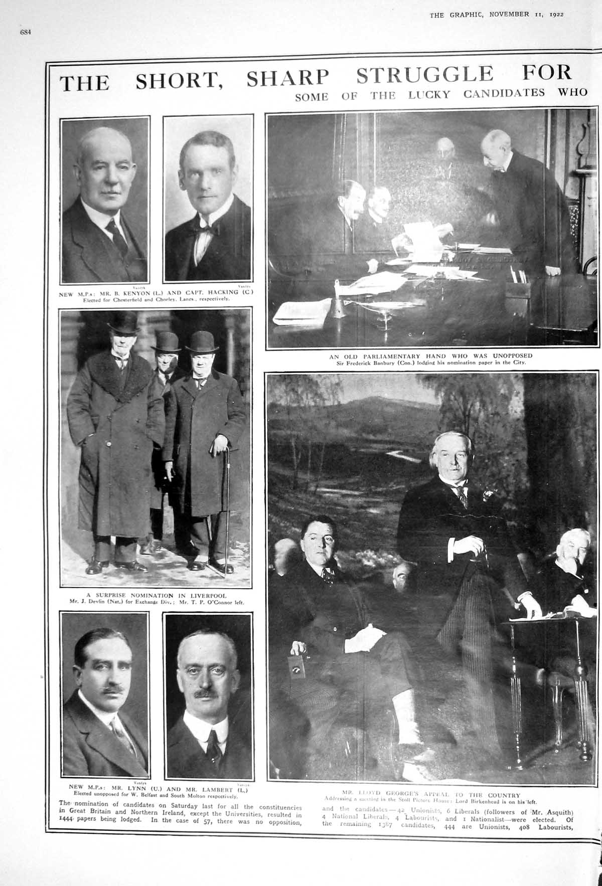 Old 1922 Parliament Lloyd George Lynn Lambert Devlin Hacking Maitland 20th