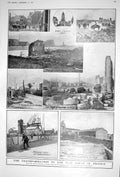 Antique Print 1922 France Lens Church Sallaumines Bethune Sir Alfred Fripp 20th