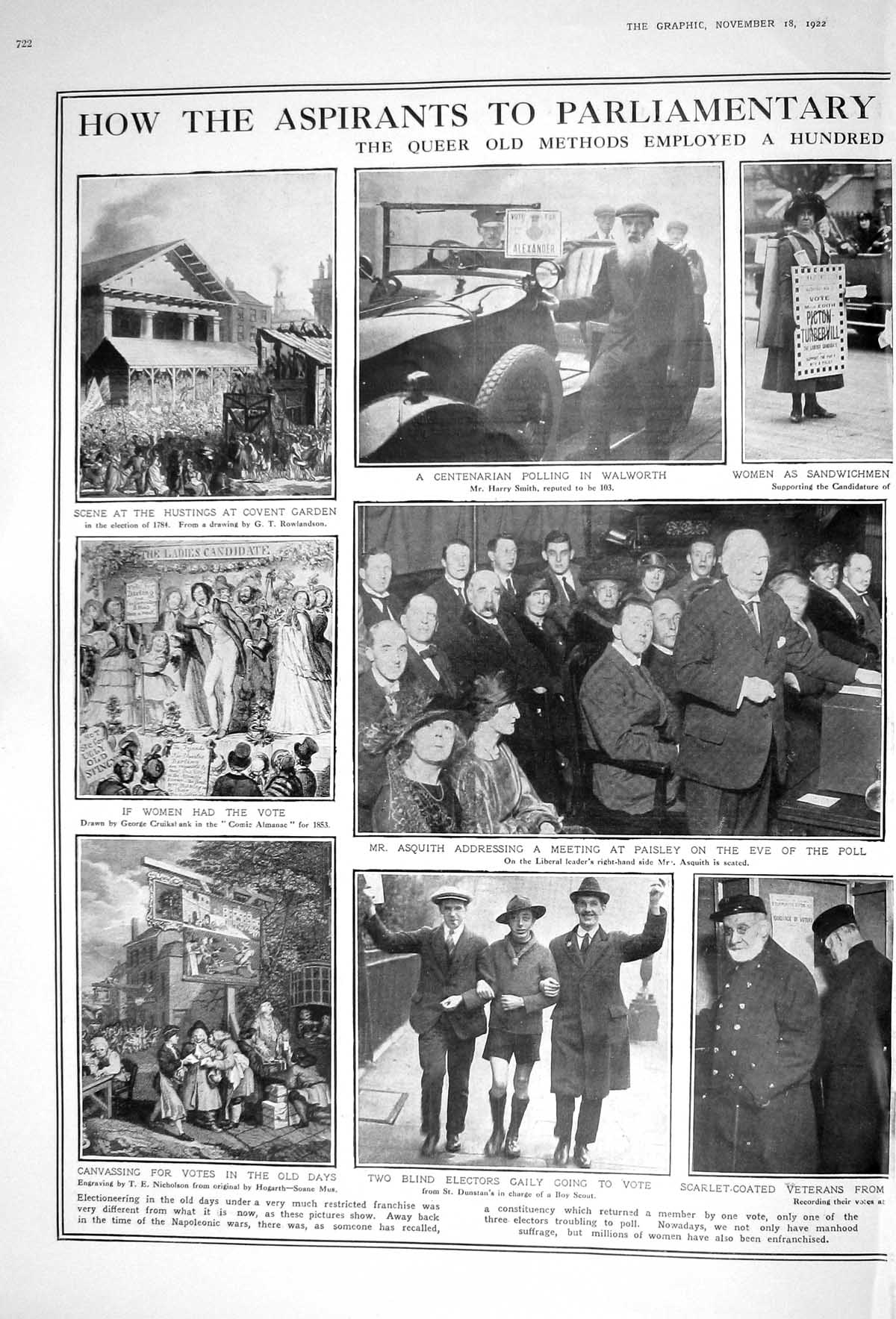Old 1922 Parliament Asquith Hustings Walworth Polling Curzon Hospital 20th