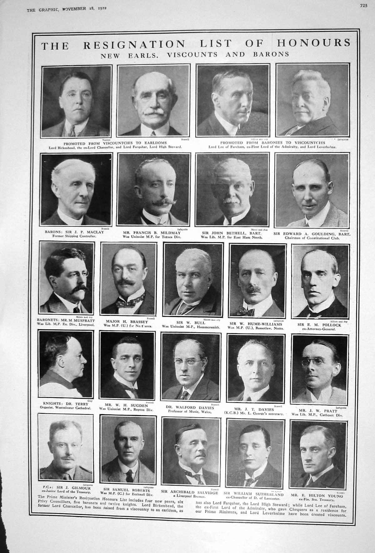 Old 1922 Earl Viscount Baron Birkenhead Terry Brassey Bethell Pollock 20th