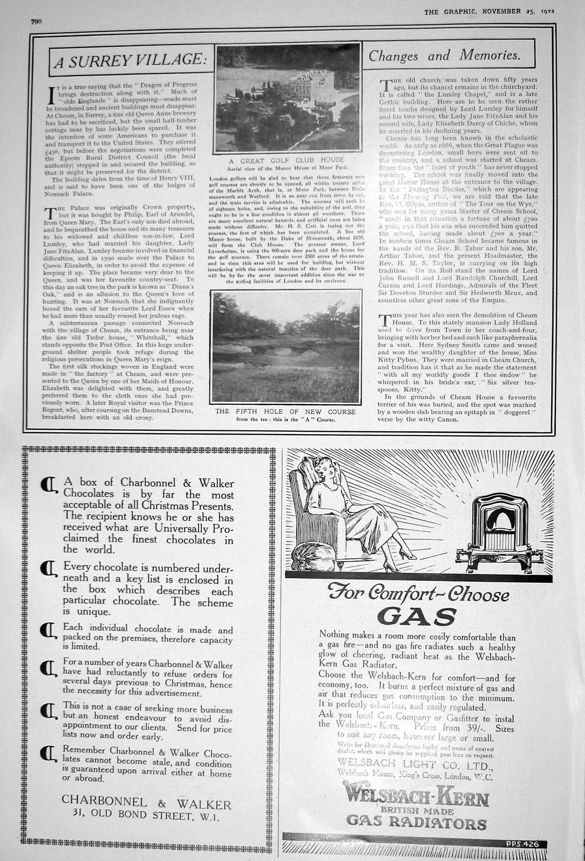Old 1922 Golf Club House Manor Park Gas Welsbach Kern Radiators Charb 20th