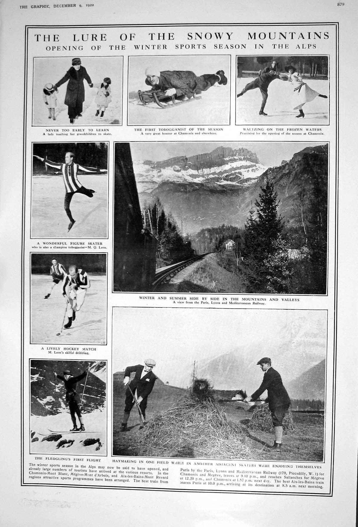 Old 1922 Mountains Alps Ice Skating Leon Haymaking Abonnema Degema Af 20th