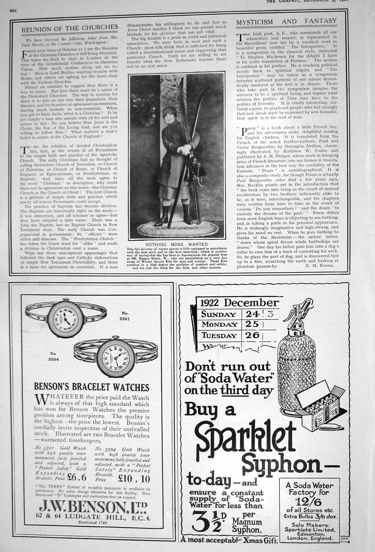Old 1922 Winter Sports Ski-Ing Kit Benson Soda Water Mappin Webb Lond 20th