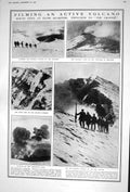 Old 1922 Mount Etna Volcano Crater Eruption Winter Sport Davos Ice Sk 20th