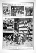 Old Print 1922 Christmas Post Office Hopkins Turkeys Holly Hanne Swaffer 20th