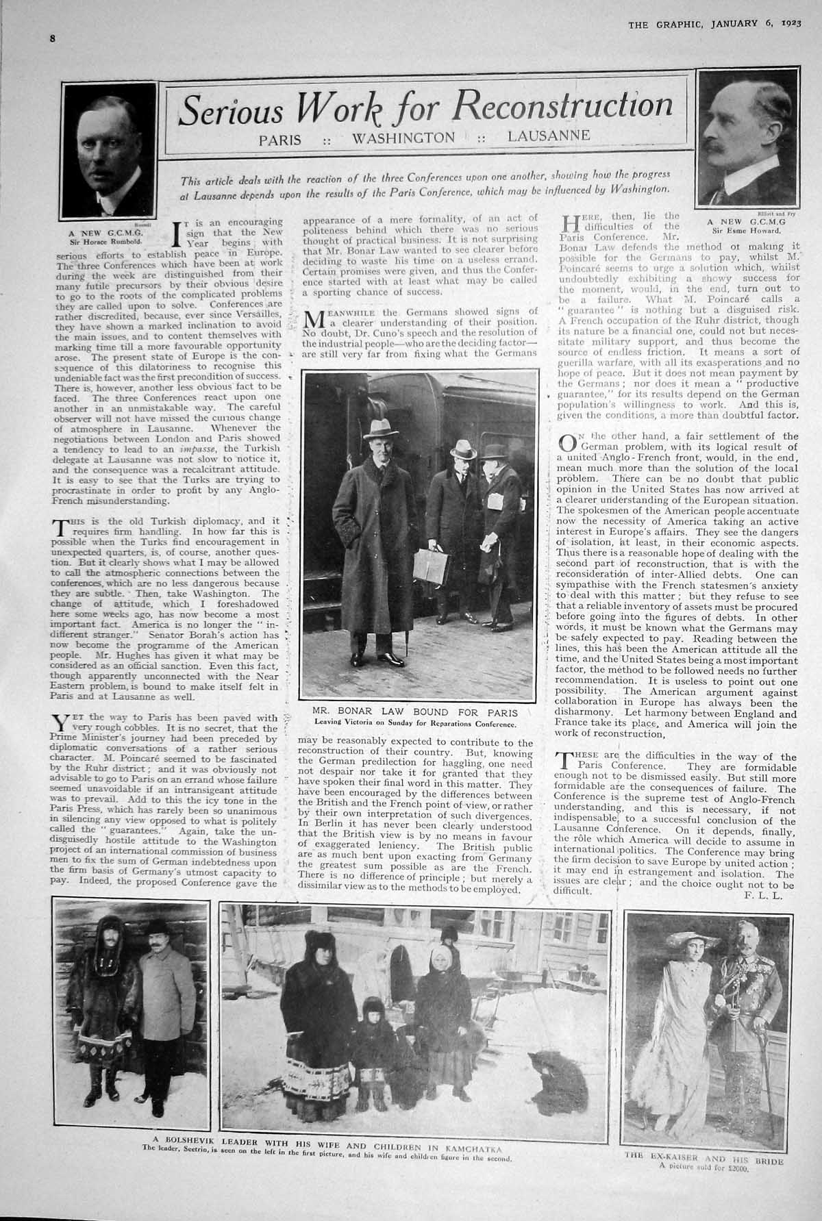 Antique Print 1923 Bonar Law RumbHorace Esme Howard Bolshevik Leader Raebur