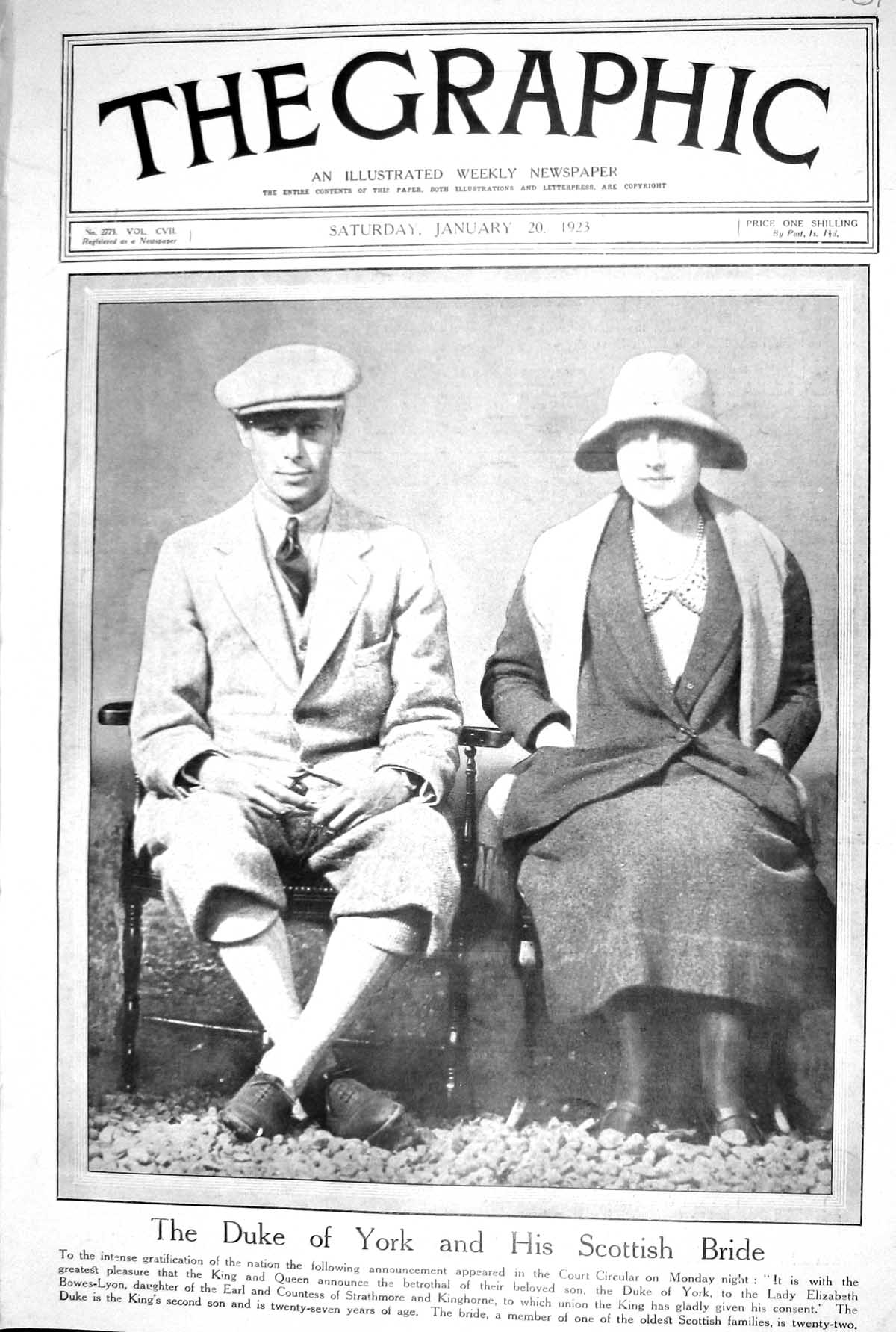 Old 1923 Duke York Lady Elizabeth Bowes-Lyon Harrison Frederic Ribot 20th