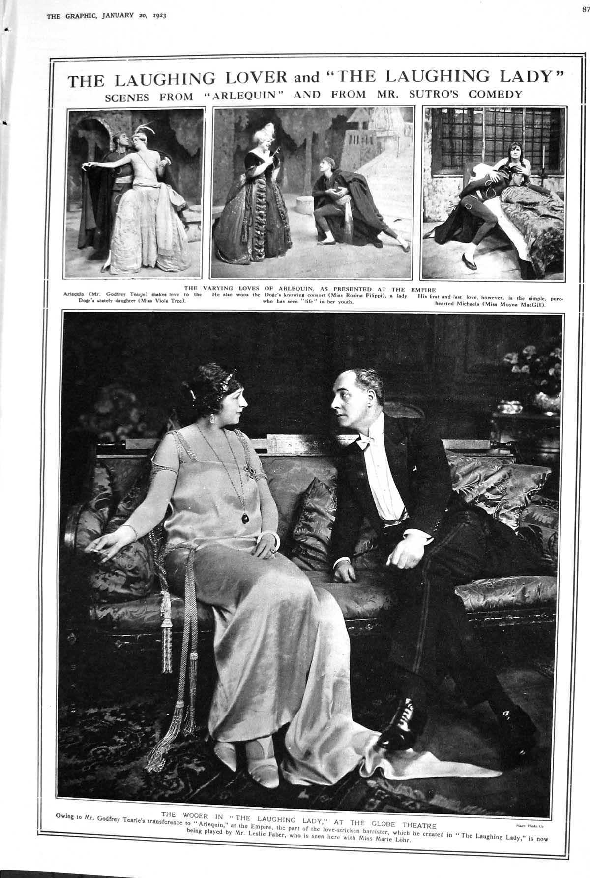 Old 1923 Laughing Lady Theatre Arlequin Sutros Comedy Keyser Roberts 20th