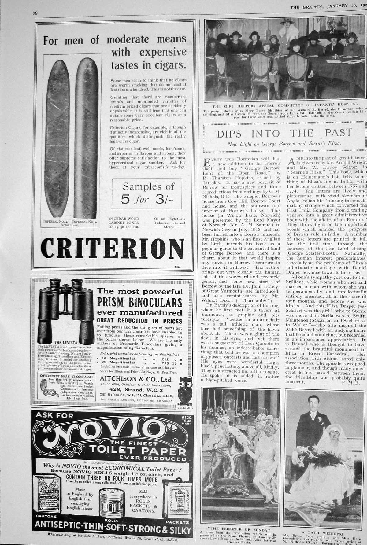 Old 1923 Criterion Aitchison Prism Binoculars Novio Infant Hospital W 20th