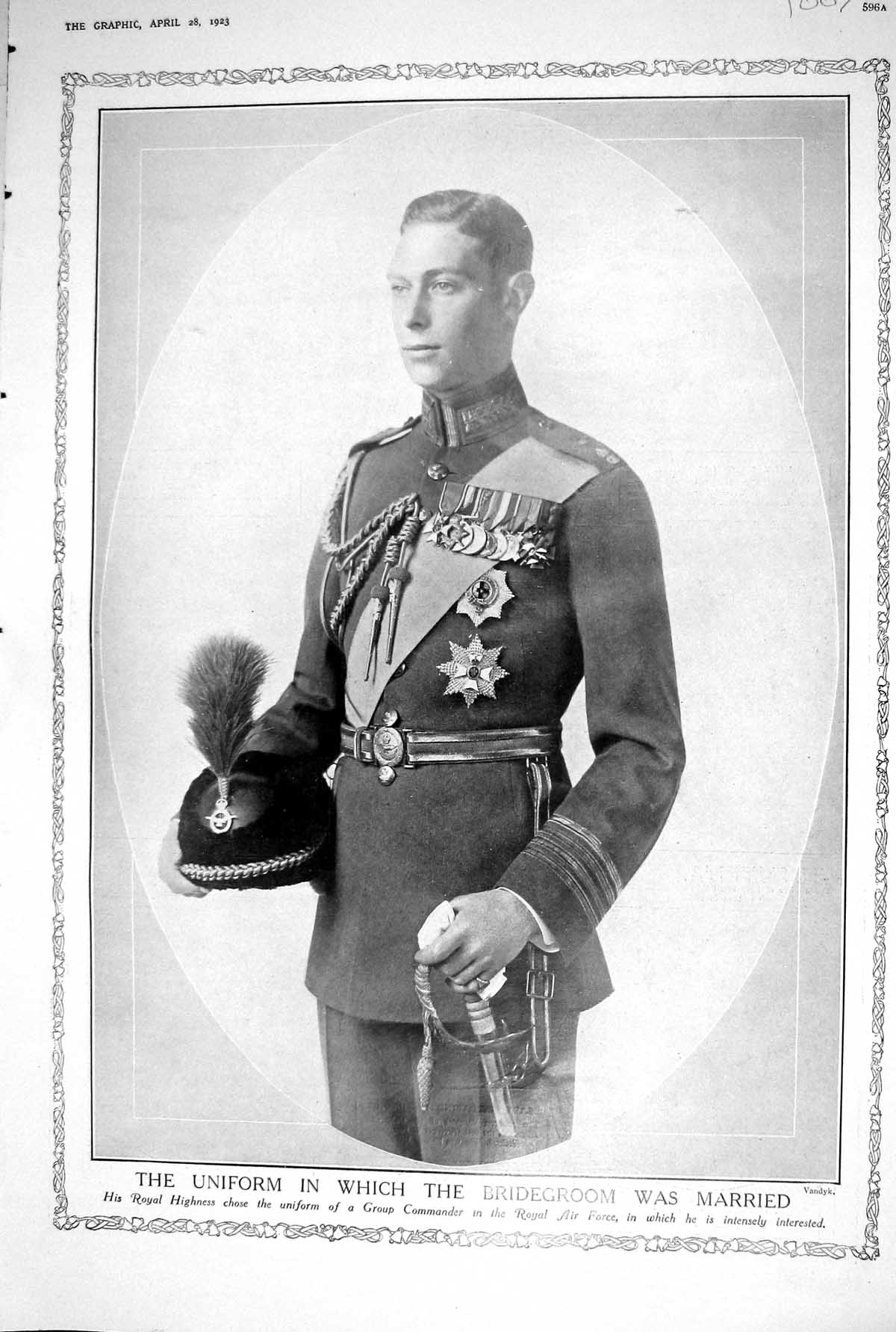 Old 1923 Uniform Bridegroom Photograph Elizabeths Bridesmaids Royal A 20th