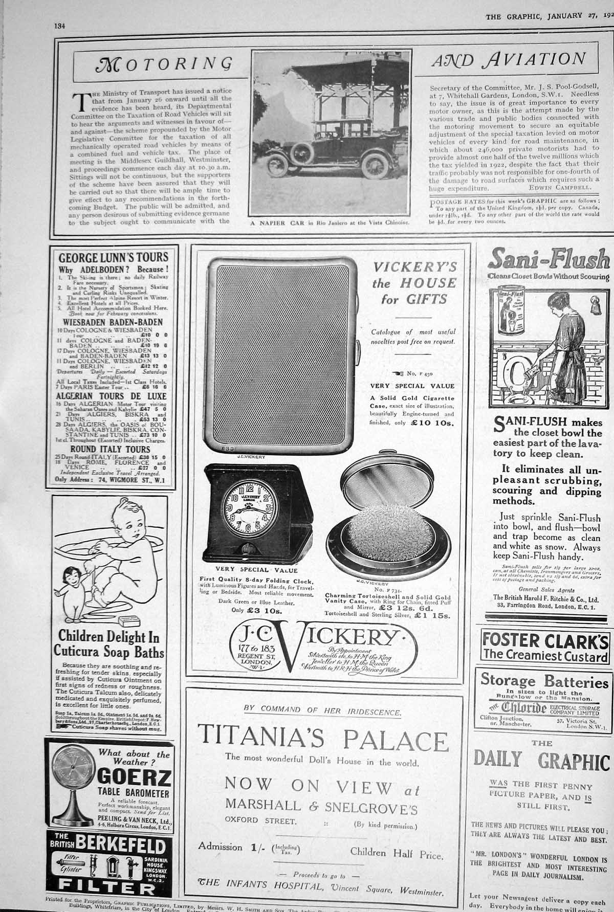 Old 1923 Napier Car Lifebuoy Soap Sani-Flush Cuticura Titanias Palace 20th