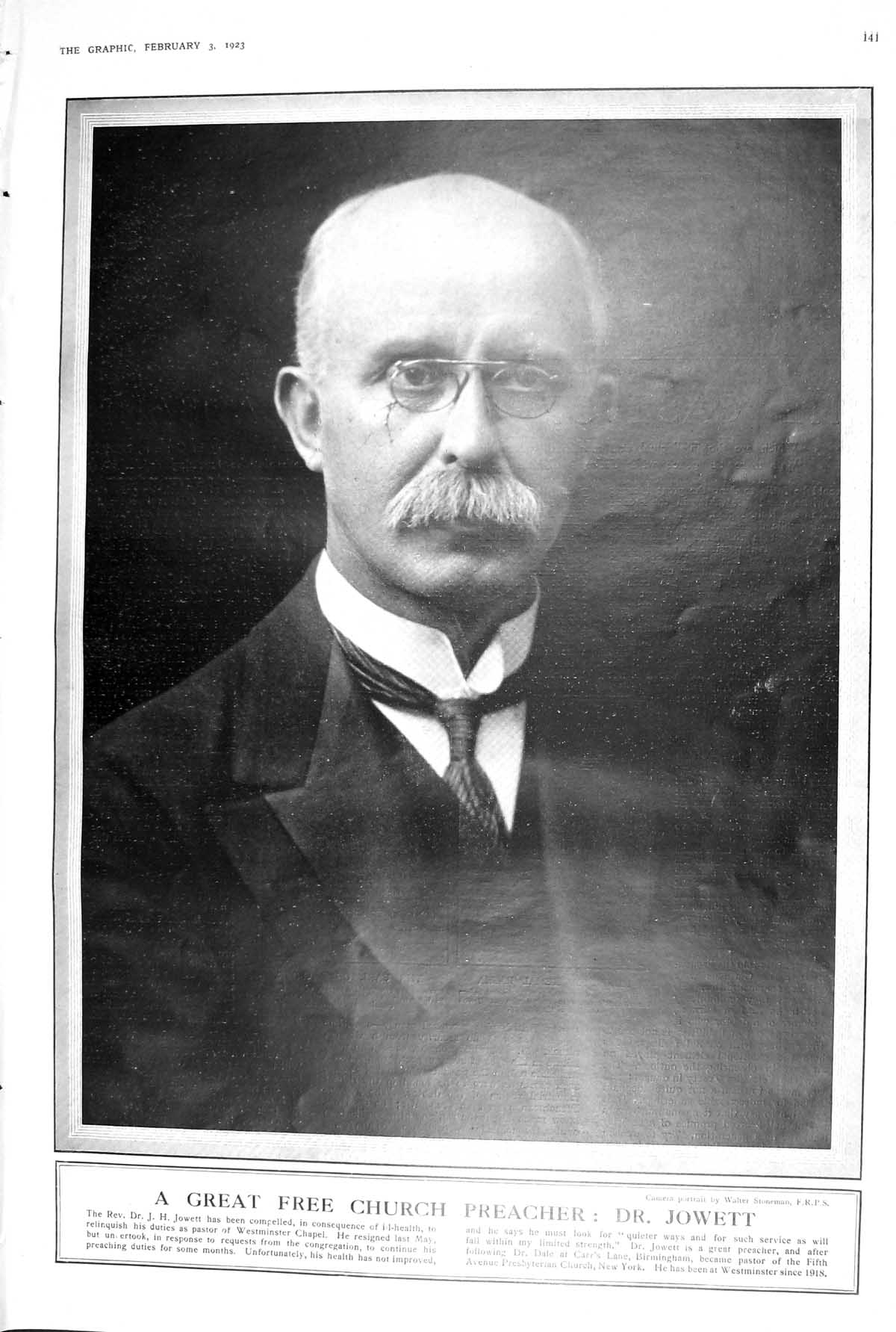 Old 1923 Dr. Jowett Church Preacher Lausanne Pasha Earl Balfour Mosul 20th