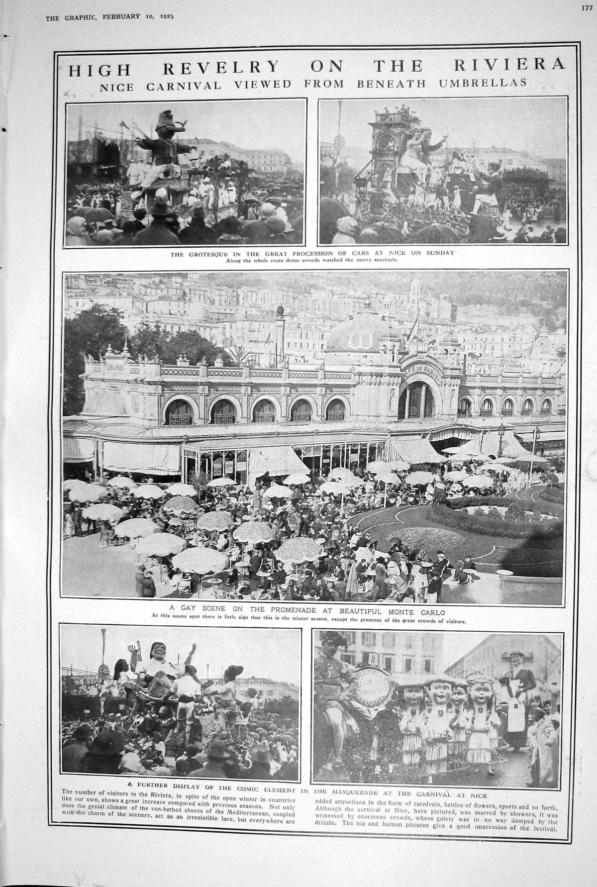 Old 1923 Riviera Promenade Monte Carlo Carnival Masquerade Lord Curzo 20th