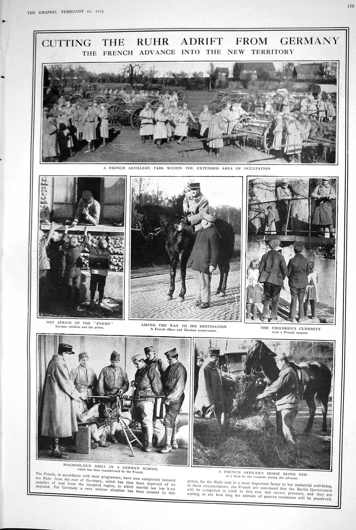 Old 1923 Ruhr Germany French Advance Artillery Park Horses Violins Ko 20th