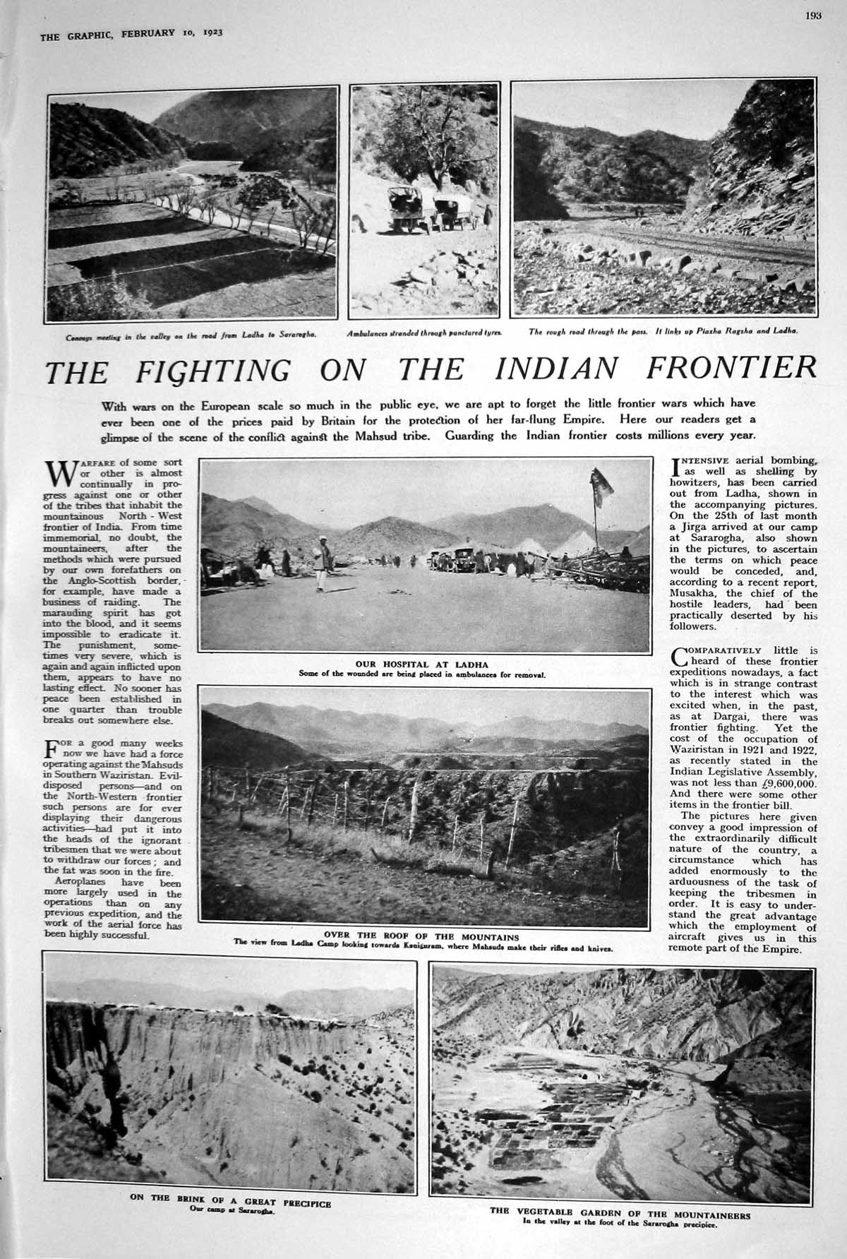 Old 1923 Indian Frontier Hospital Ladha Sararogha Tercentenary George 20th