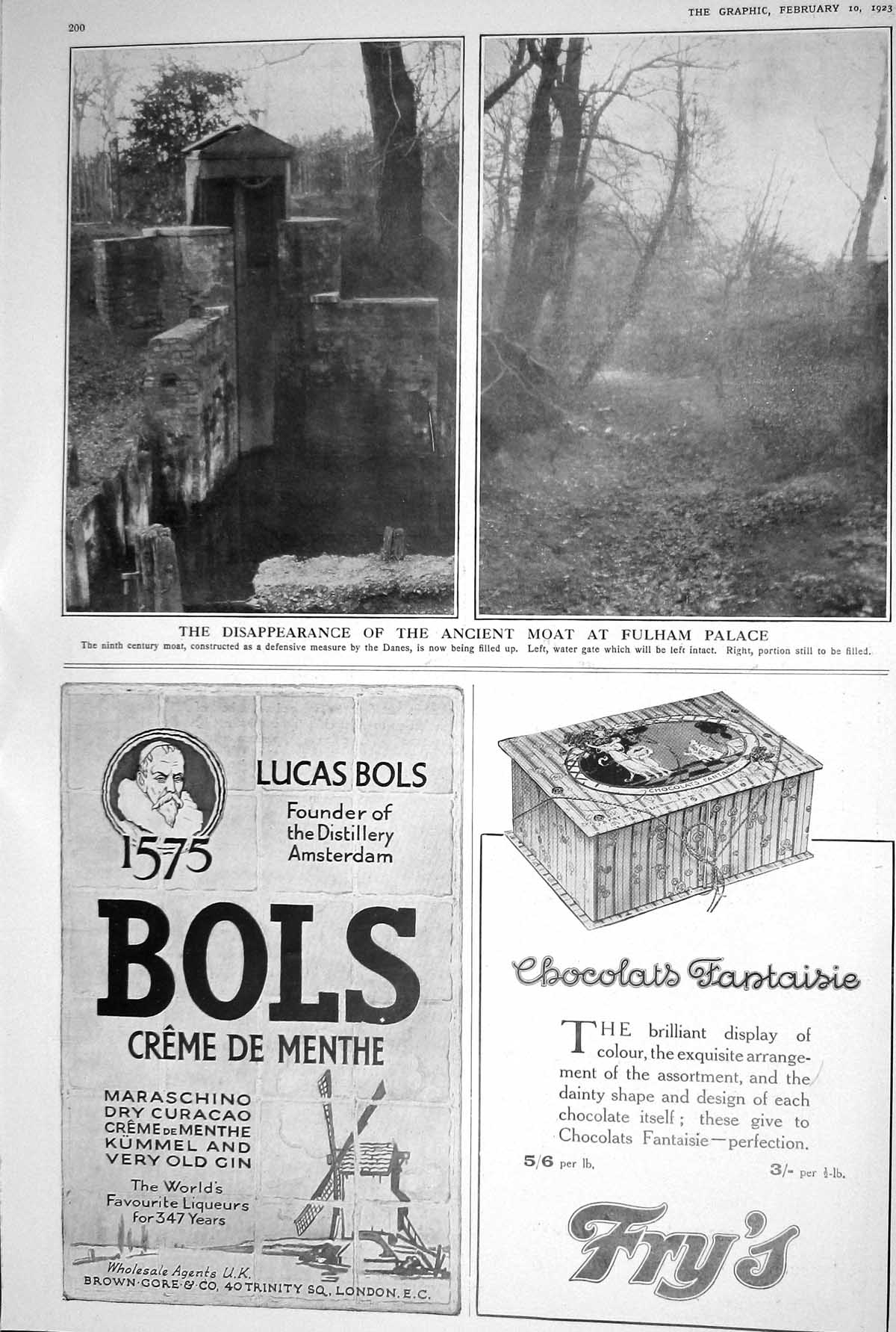 Old 1923 Bols Liqueurs Frys Ancient Moat Fulham Palace John Haig Whis 20th