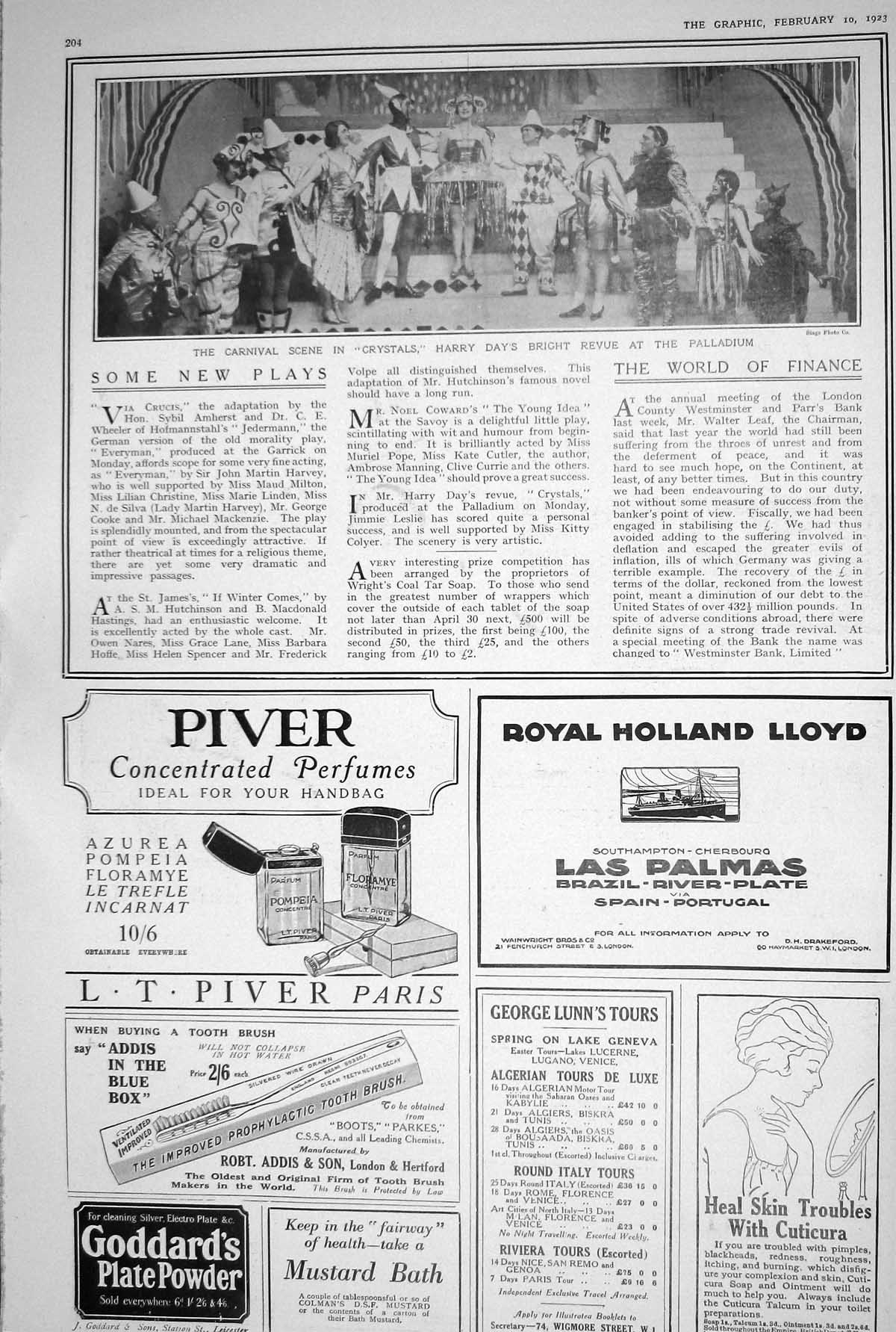 Old 1923 Piver Perfumes Goddards Cuticura Mustard Bath Theatre Crysta 20th