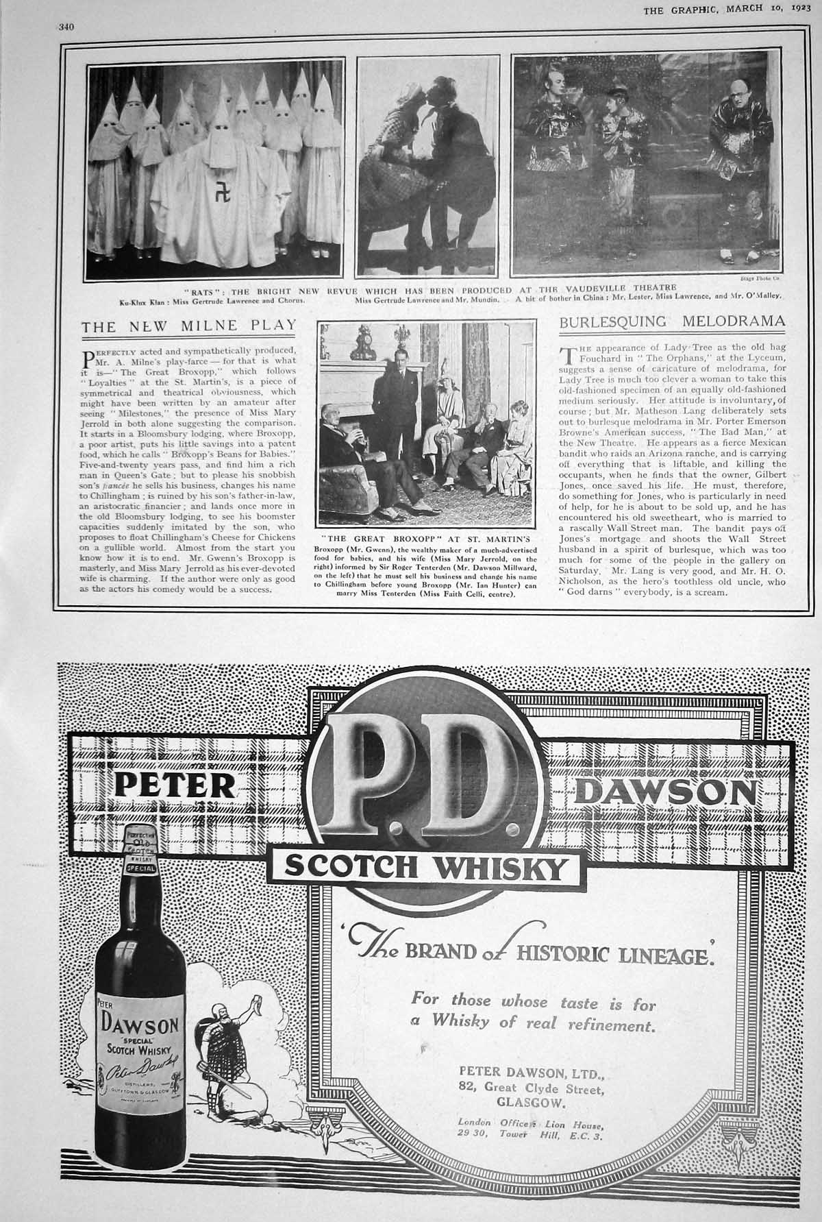 Old 1923 Peter Dawson Scotch Whisky Theatre John Haig Clubland Series 20th