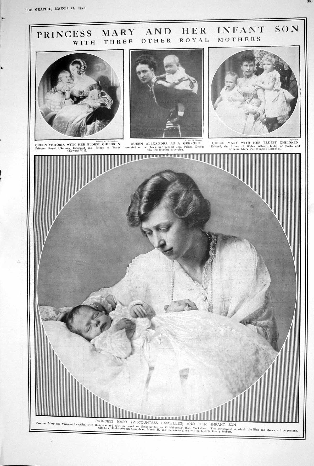 Old 1923 Princess Mary Son Victoria Alexandra Queen Children Coat Arm 20th