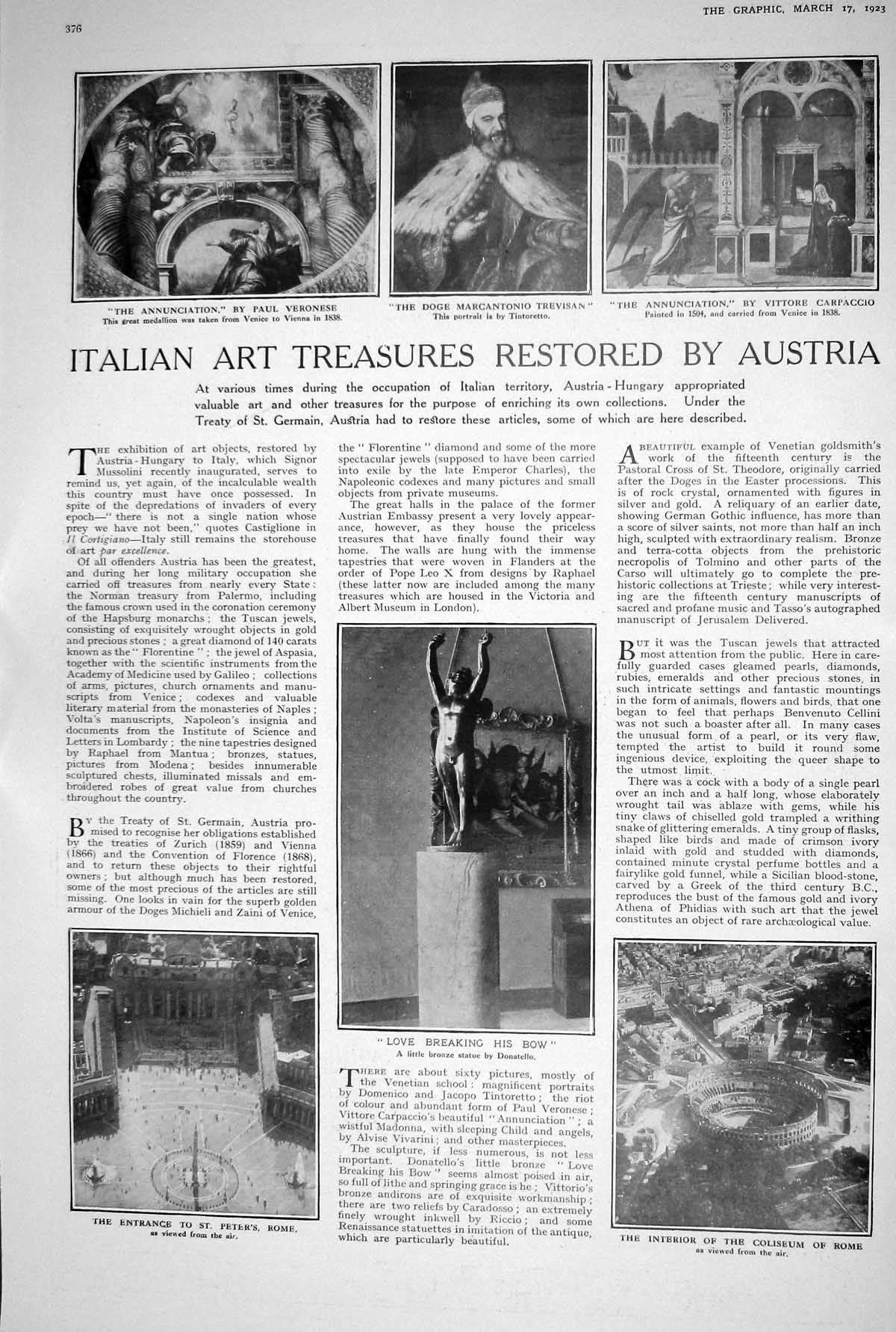 Old 1923 Italian Art Treasures Restored Austria John Haig Whisky Club 20th