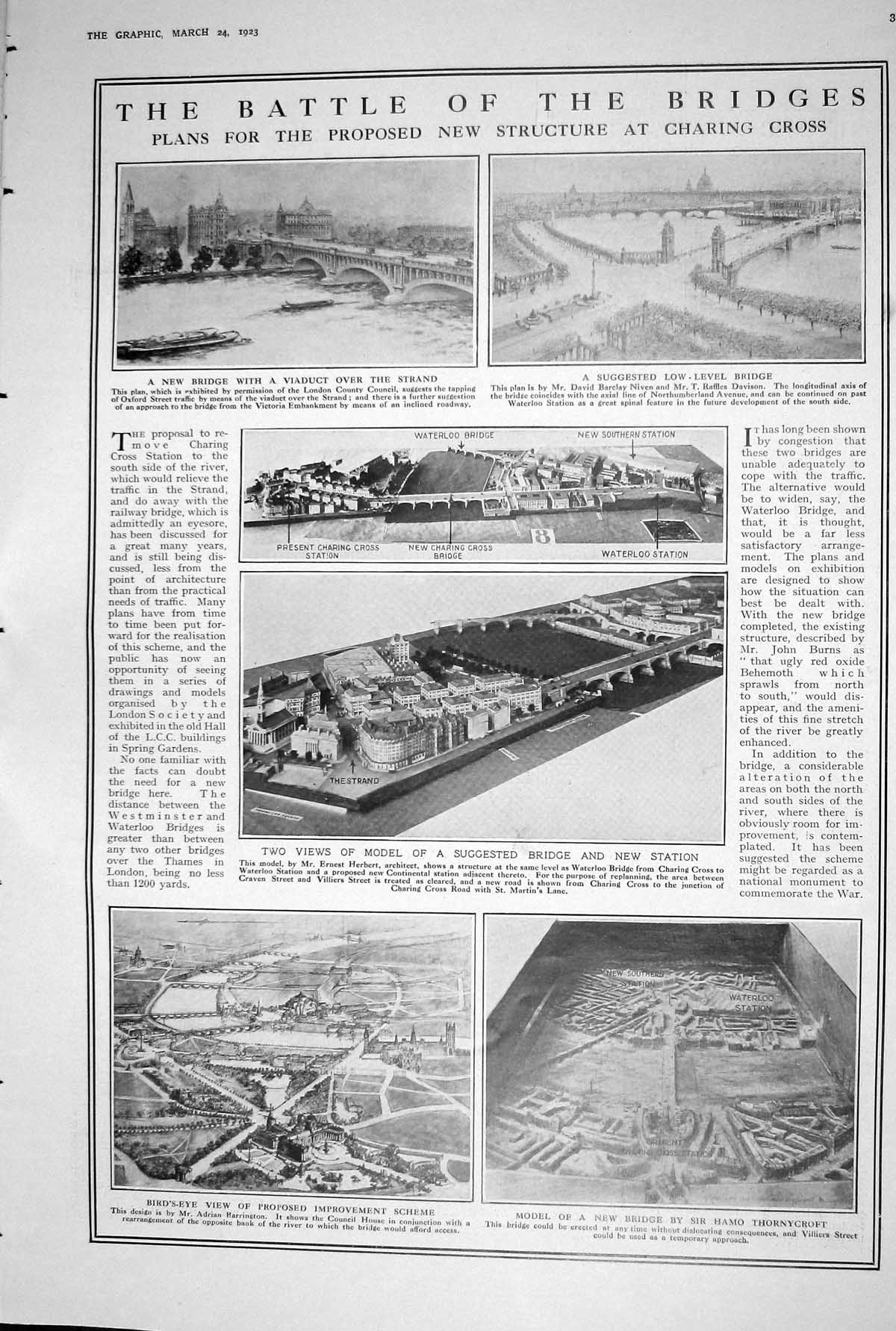 Old 1923 Charing Cross Model New Bridge Theodore De Banville Centenar 20th