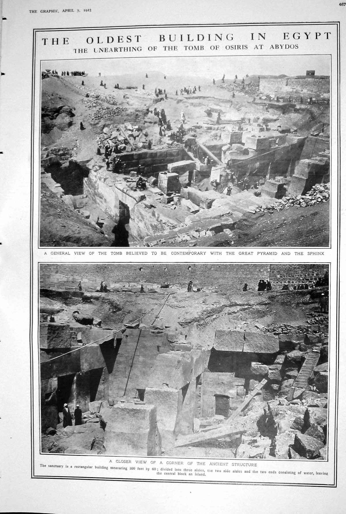 Antique Print 1923 Egypt Tomb Osiris Abydos Augustus John MarigViolin Symph