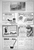 Old 1923 Swan Pen Vaseline Carbolated Sani-Flush Piver Stephensons Ro 20th