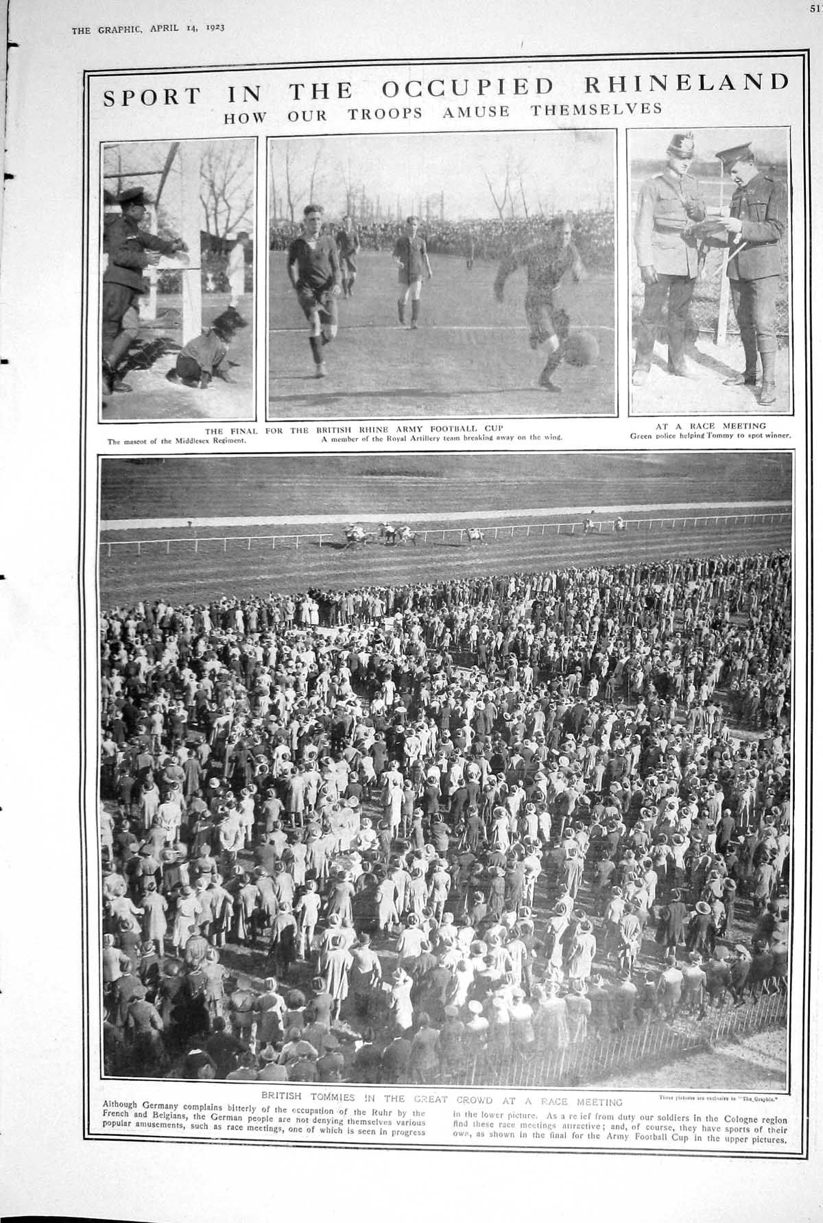 Old 1923 Rhineland Army Football Cup Race Meeting Tommies Deer Restau 20th