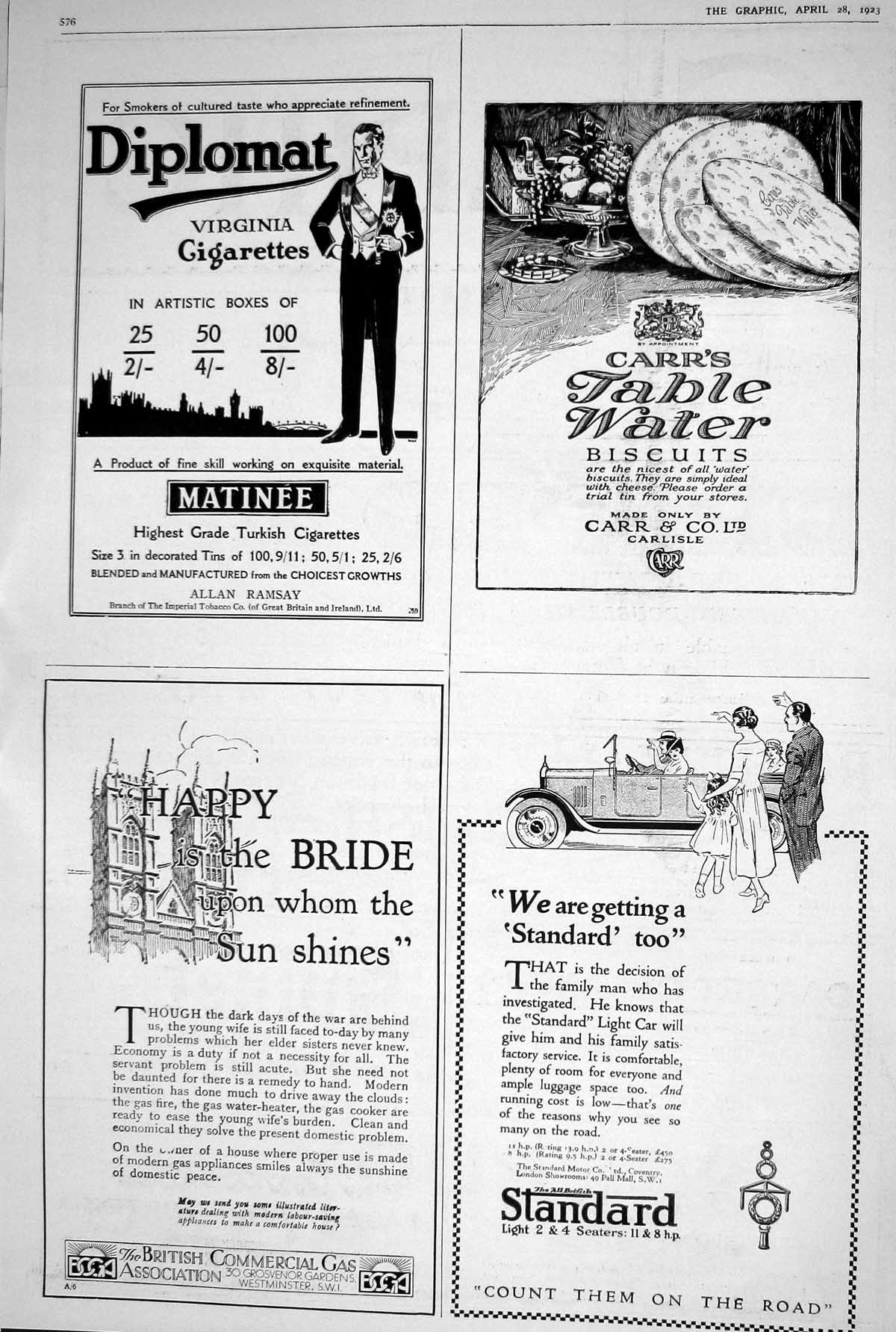 Old 1923 Matinee Turkish Cigarettes Virginia Carrs Biscuits Standard 20th