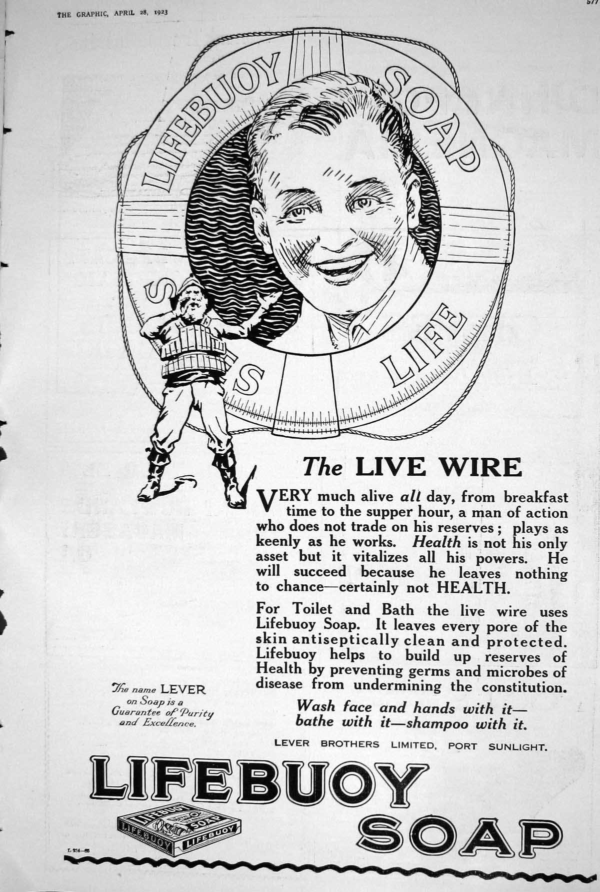 Old 1923 Lifebuoy Soap Lever Brothers Advertisement Picture Port Sunl 20th