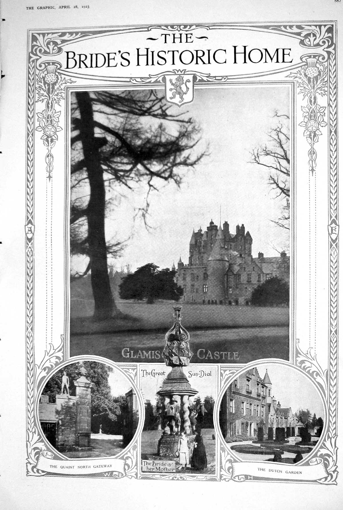 Old 1923 Glamis Castle Sun-Dial Bride Mother Dutch Garden Ancestors E 20th
