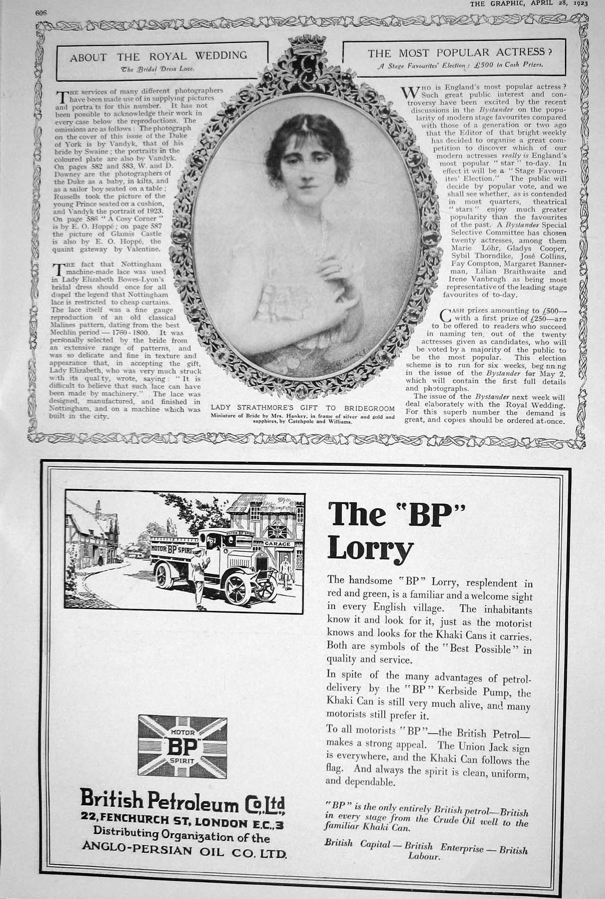Old 1923 British Pretroleum Royal Wedding Strathmores Gift Birds Cust 20th