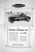 Antique Old Print 1923 Wolseley Car Motor Standard Ten Picture Description 20th