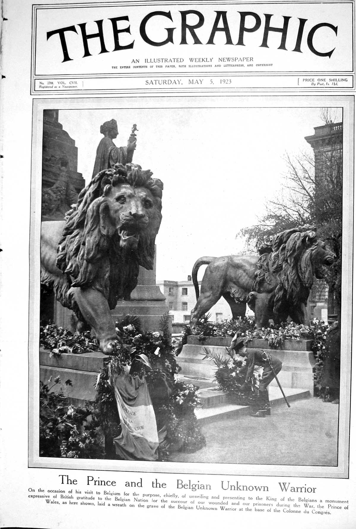 Old 1923 Prince Belgian Warrior Wales Wreath Grave St. Clements Carna 20th