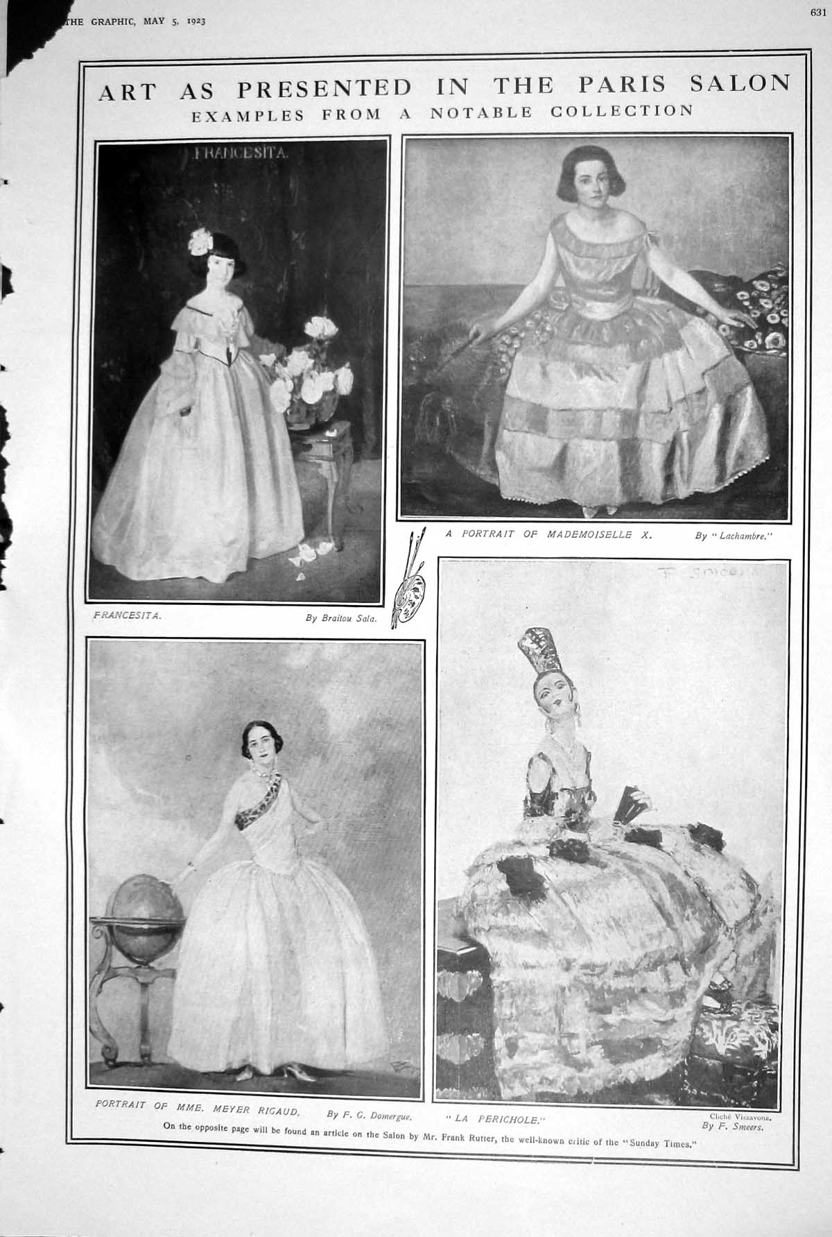Old 1923 Francesita Portraits Rigaud Perichole Beetle Damage Death Wa 20th