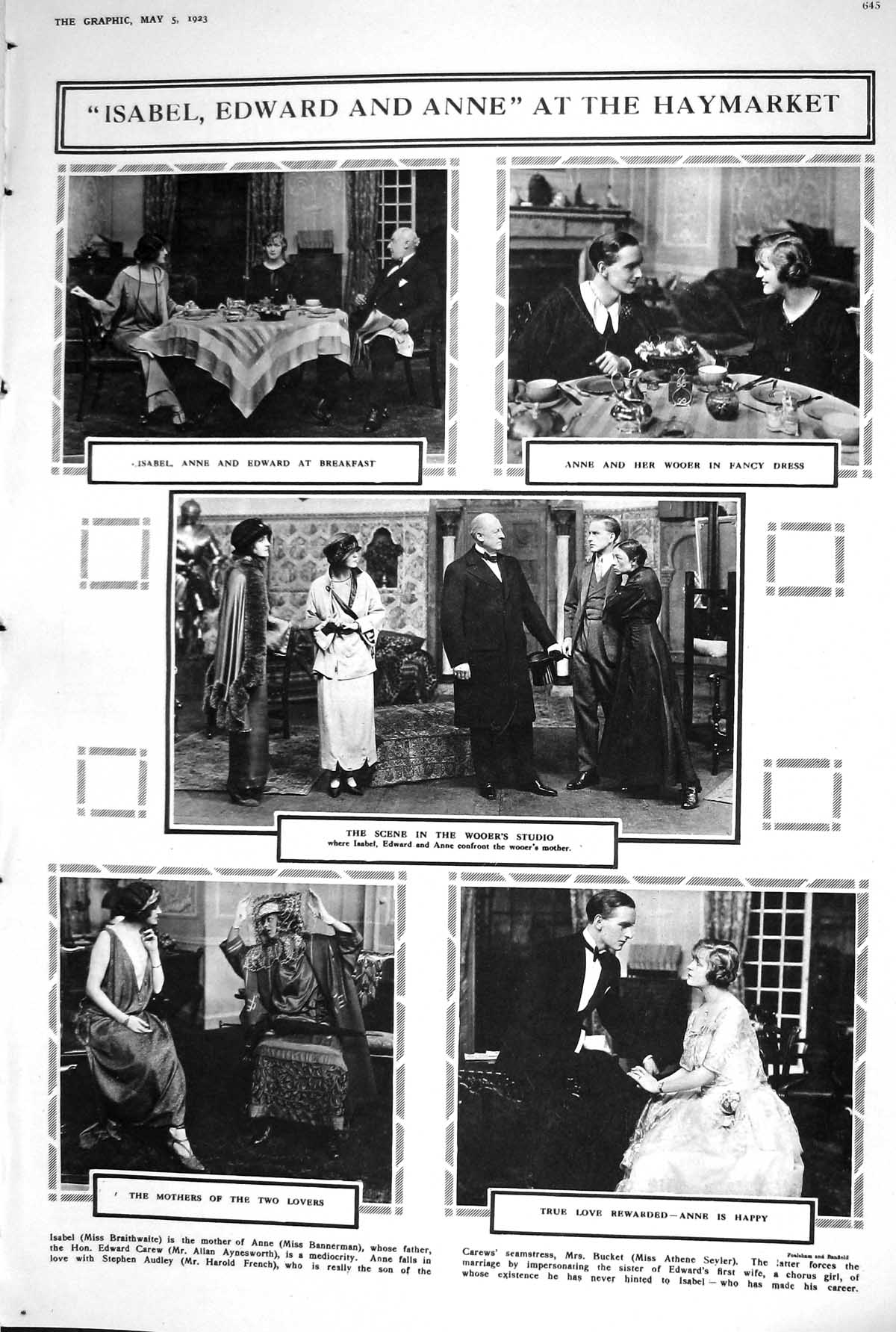 Old 1923 Haymarket Isabel Edward Anne Foolsham Banfield Theatre Brait 20th
