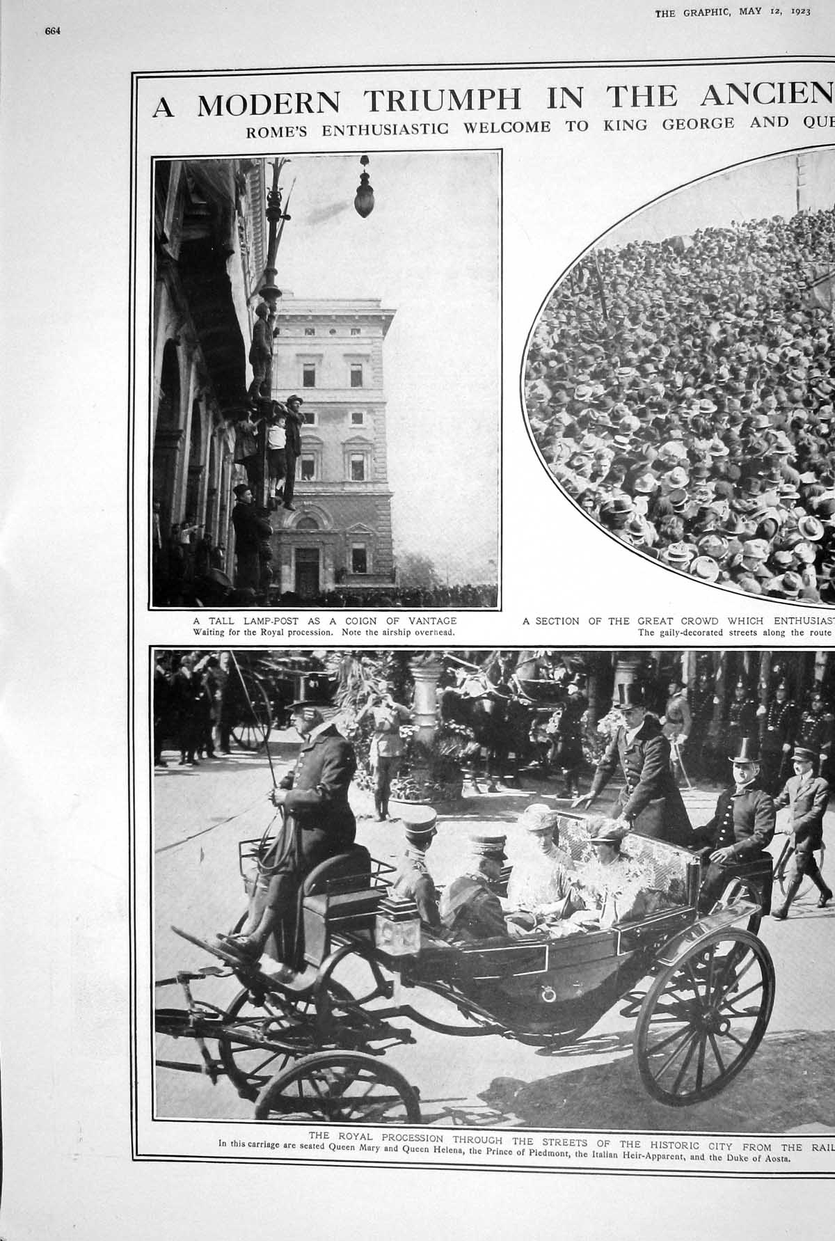 Old 1923 Caesars Rome King George Queen Mary Italy Artillery Quirinal 20th